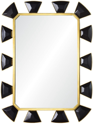 Black Leather And Burnished Brass Mirror