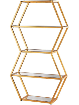 Vitality Book Shelf Gold Leaf/clear Mirror