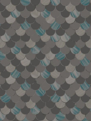 Catalina Scales Wallpaper In Grey, Black, And Blue From The Tortuga Collection By Seabrook Wallcoverings