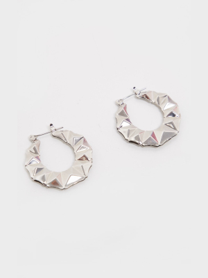 Silver Mini Faceted Hoops