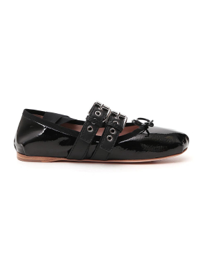 Miu Miu Buckled Strap Ballet Flats