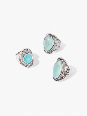 Chunky Stone Ring Set