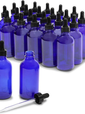 24 Pack 4oz Cobalt Blue Round Glass Bottles With Glass Droppers And 6 Funnels For Essential Oils And Perfumes