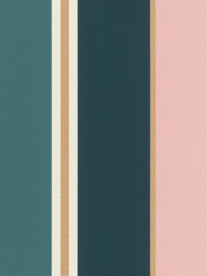 Pink & Teal Bold Varied Stripe Wallpaper By Walls Republic