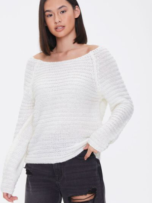 Open-knit Boat Neck Sweater