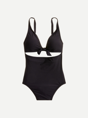 Tie-front Cutout One-piece Swimsuit