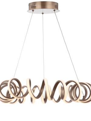 24" Metal Cursive Adjustable Spiral Ceiling Light (includes Energy Efficient Light Bulb) Brown - Jonathan Y