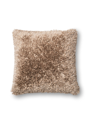 Tan Ribbon Shag Pillow