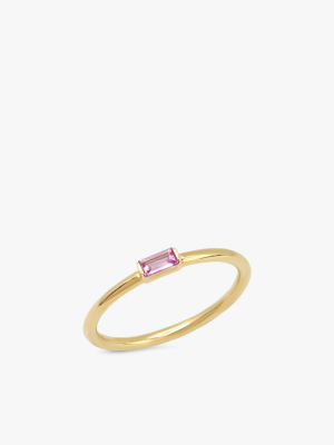 Pink Sapphire Baguette Solitare Ring