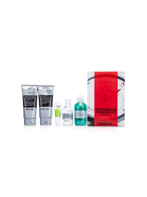 Anthony Logistics For Men The Essential Traveler Kit: Cleanser + Mositurizer + Lip Blam + Shave Cream + Hair & Body Wash 5pcs