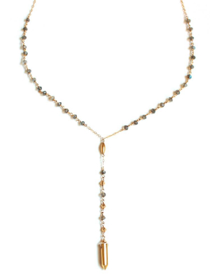 Y Gemstone Necklace - Labradorite