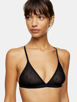 Black Spot Mesh Triangle Bra