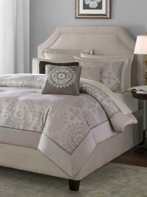 Tan Madeline Jacquard Comforter Set 12pc