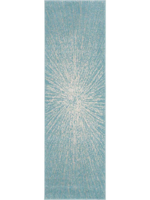 Evoke Burst Aqua/ivory Runner Rug