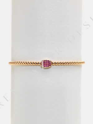 Karen Lazar 2mm Ruby Bean Bracelet In Rose Gold