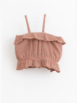 Ribbed Stripe Bubble Top