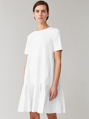 Gathered Panel Cotton Dress