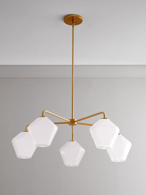 Sculptural Glass 5-light Geo Chandelier - Milk