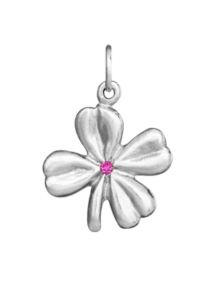 Clover Flower Charm With Pink Sapphire