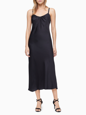 Solid Sleeveless Long Slip Dress