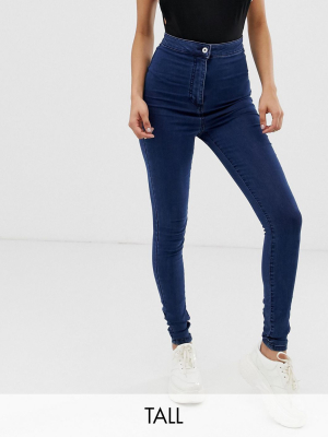 Collusion Tall X002 Super Skinny High Waist Jean In Dark Wash Blue