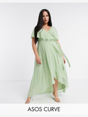 Asos Design Curve Cape Back Dipped Hem Maxi Dress