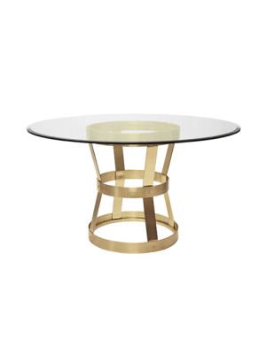 Industrial Style Dining Table In Antique Brass Base Only