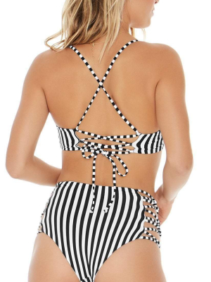 L Space Stripe Reversible Tripp High Waist Bikini Bottom