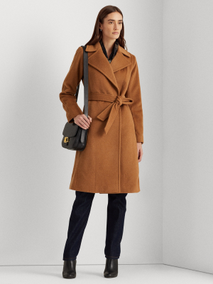 Wool-blend Wrap Coat