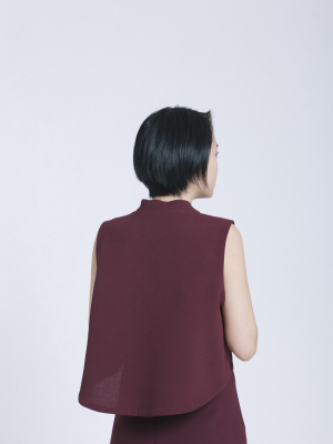Wind Chime Raised Collar Cropped Top - Burgundy