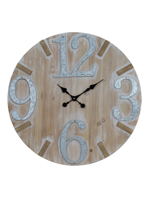 Vip Home & Garden 27.5"x1.5"x27.5" Wood/metal Wall Clock 28" Brown/silver