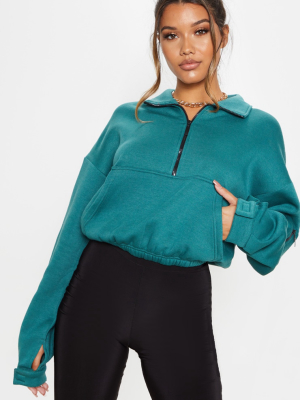 Jasper Green Oversized Zip Front Sweater