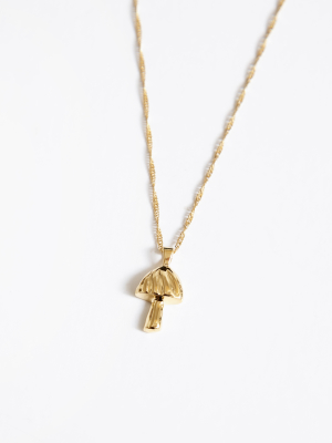 Mushroom Charm Necklace In Gold