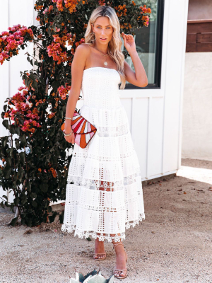 Underwood Strapless Smocked Crochet Midi Dress - Off White - Final Sale