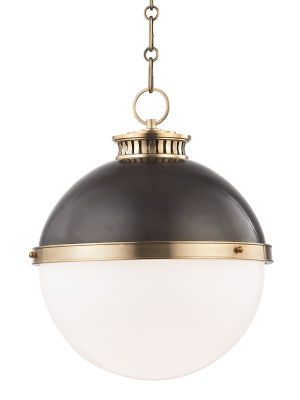 Hudson Valley Lighting Latham Pendant - Antique Distressed Bronze & Opal Shiny