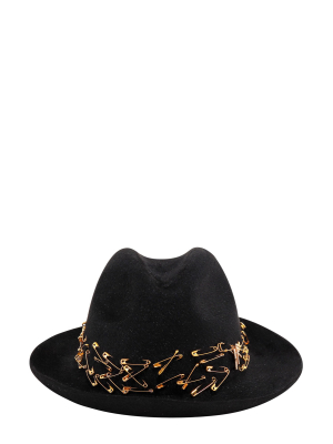 Ruslan Baginskiy Safety Pin Embellished Fedora Hat