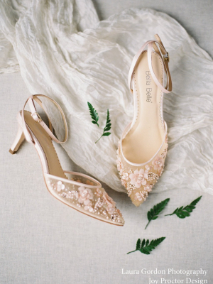 Pearl Pink Wedding Shoes Low Heel