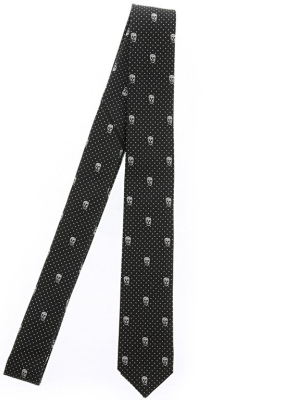 Alexander Mcqueen Skull Embroidered Tie