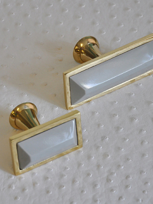 Large Brass Rectangle Knob With Inset Resin In Various Colors