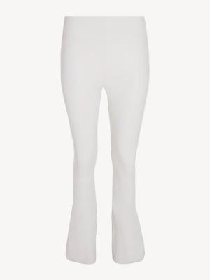 White Leather Ankle Flare Legging