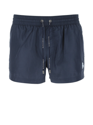 Dolce & Gabbana Logo Embroidered Swim Shorts