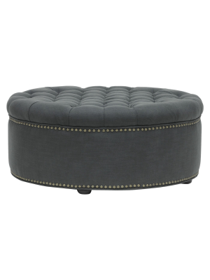 Iglehart Linen Modern Tufted Ottoman Gray - Baxton Studio