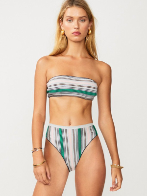 Elvira Knit Stripe High Waisted Bottom In Multicolor Metallic