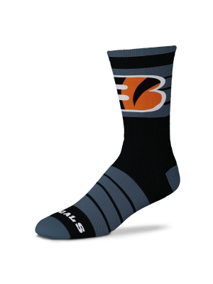 Nfl Cincinnati Bengals Black Crew Socks - L