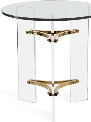 Interlude Home Tamara Side Table - Clear - Polished Brass