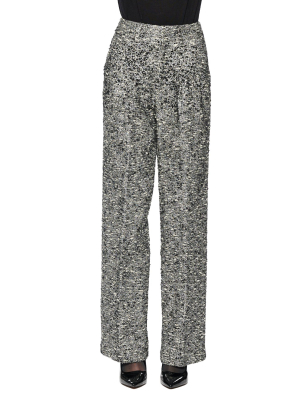 Sparkle Tweed Pleated Pant With Crystals