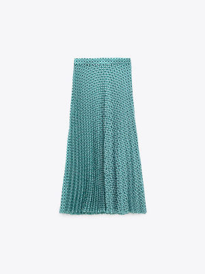 Geometric Print Pleated Skirt