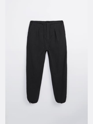 Textured Cotton Pants