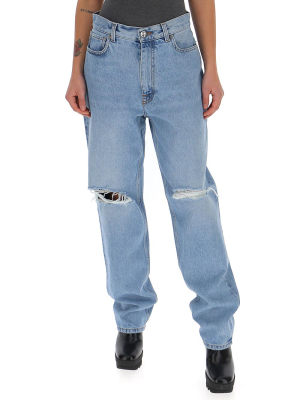 Etro Distressed Straight Leg Jeans