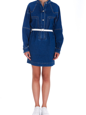 Stella Mccartney Belted Denim Mini Shirt Dress